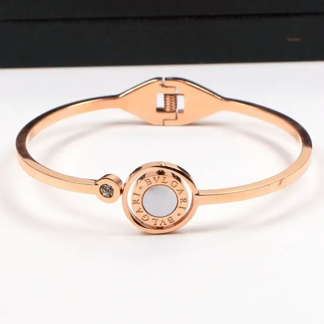 Bvlgari B.zero1 Bracelet Or Argent à Charnière Médaille Circulaire Logo 5