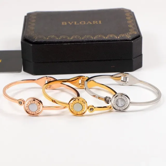 Bvlgari B.zero1 Bracelet Or Argent à Charnière Médaille Circulaire Logo 6