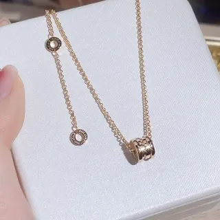 Bvlgari B.zero1 সোনা Tubogas-অনুপ্রাণিত কুণ্ডলী পেন্ডেন্ট ডুয়াল-লোগো সার্কুলার চার্মস নেকলেস