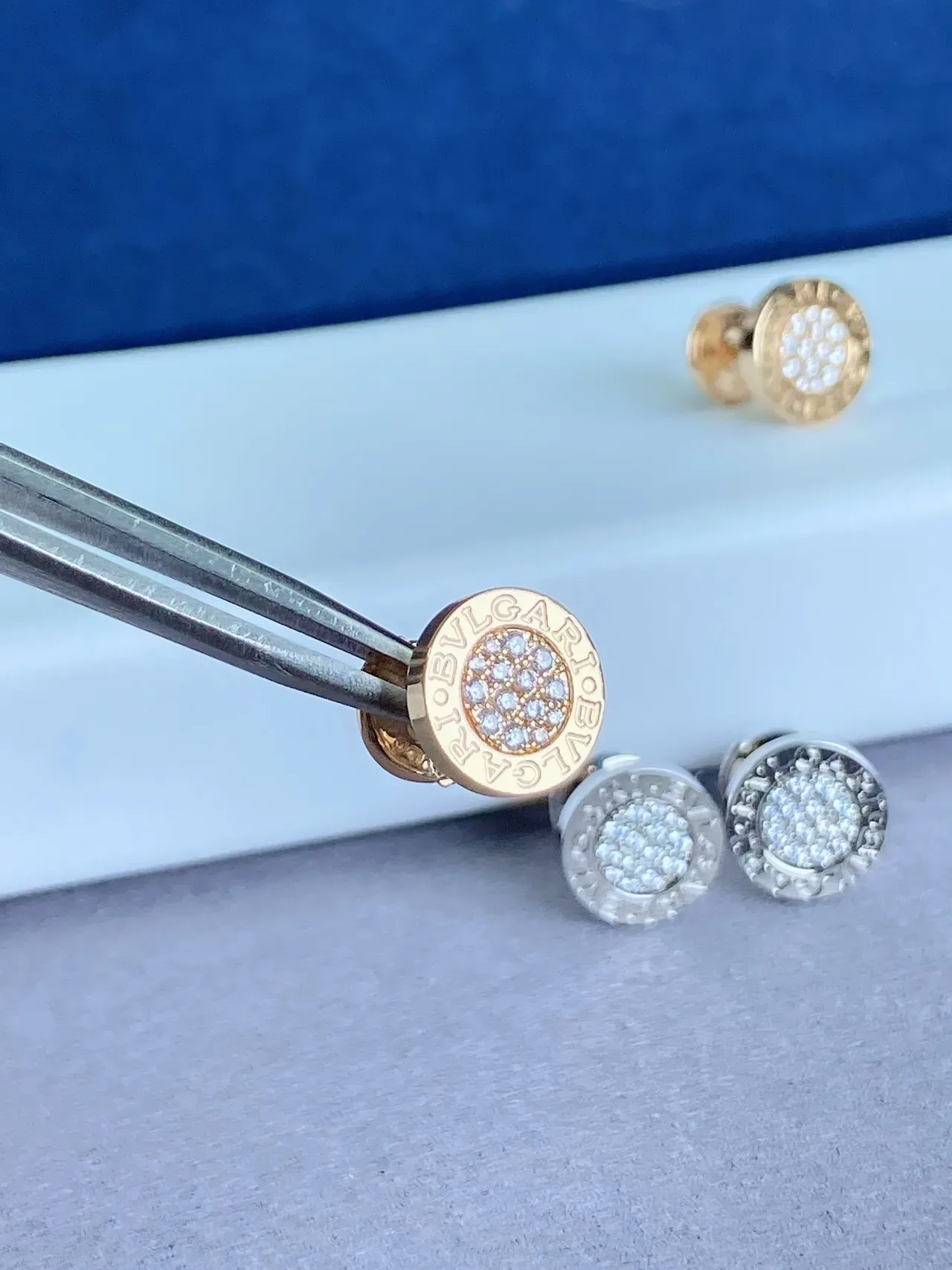 Bvlgari B.zero1 Pavé Crystal Circular Stud Earrings 2