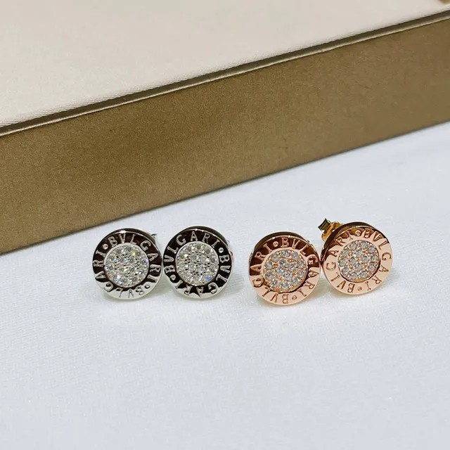 Bvlgari B.zero1 Silver Gold Circular Stud Pavé-Set Stones Earrings 8