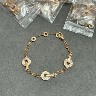 Bvlgari B.zero1 Triple-Circle Pavé-Diamond Gold-Tone Bracelet