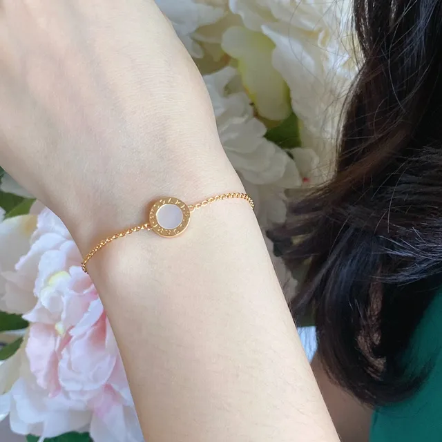 Bvlgari B.zero2 Double-Ring Enamel Center Gold Chain Bracelet 3