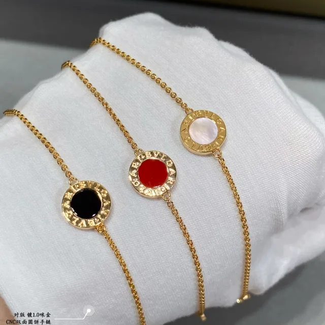 Bvlgari B.zero2 Double-Ring Enamel Center Gold Chain Bracelet 4