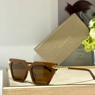 Bvlgari Brown Acetate Angular Frame Sunglasses