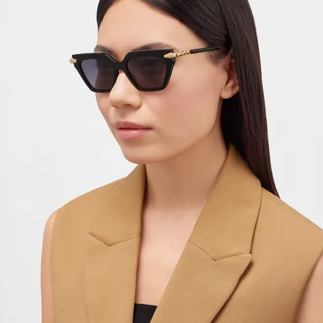 Bvlgari Brown Acetate Angular Frame Sunglasses 2