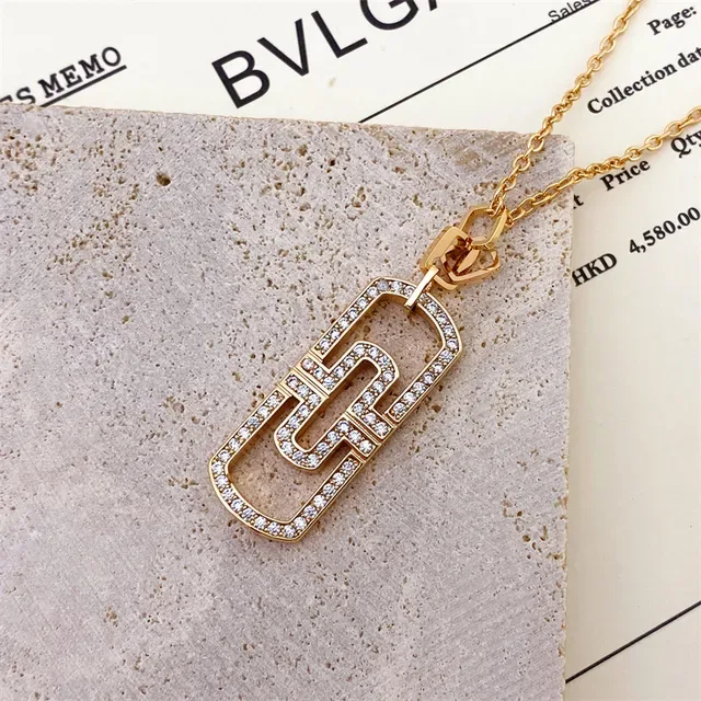 Bvlgari Geometric Mother-of-Pearl and Pavé Crystal Pendant Necklace 4