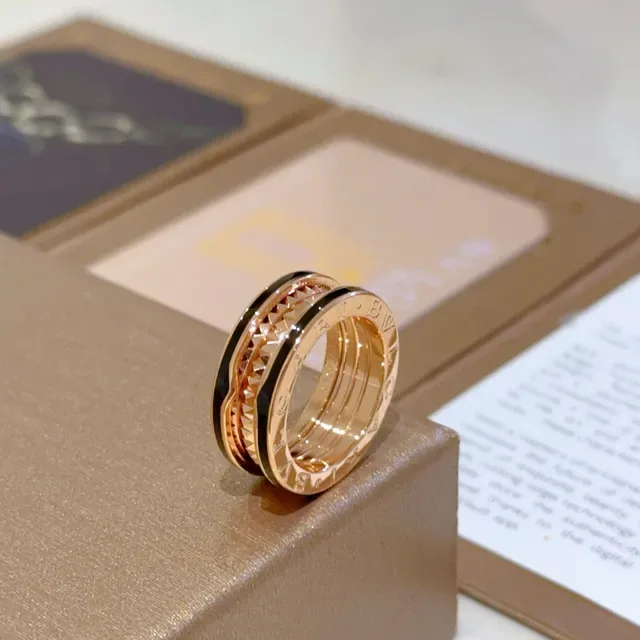 Bvlgari Gold Black Multi-Band Rotating Ring 9