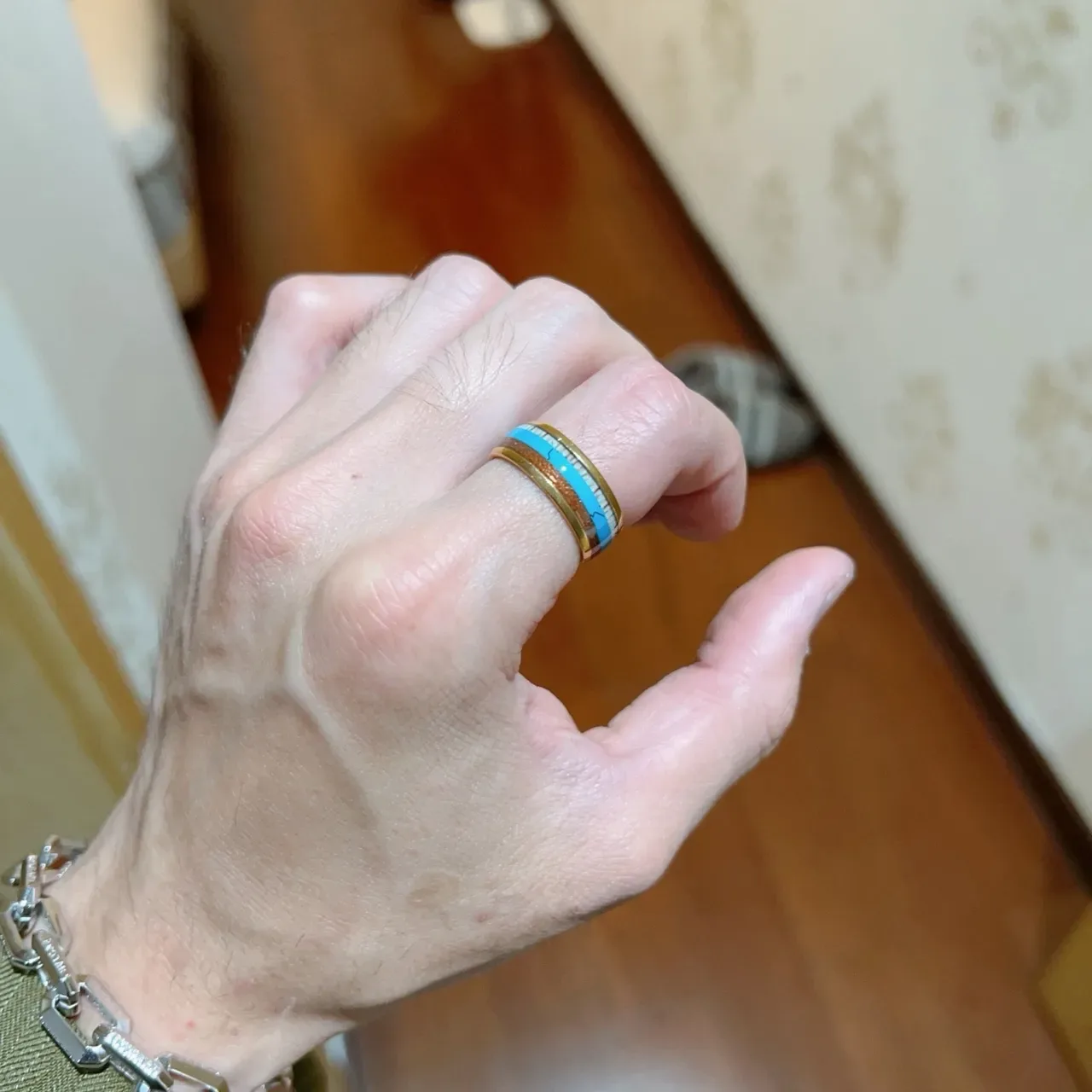 Bague Bvlgari Or Bleu Bande Large Inlay Émail 2