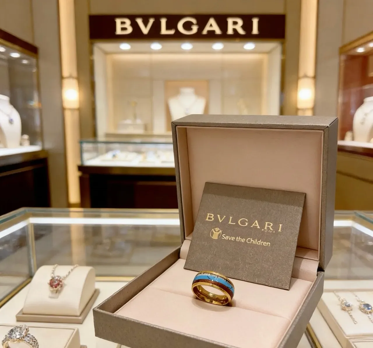 Bague Bvlgari Or Bleu Bande Large Inlay Émail 6