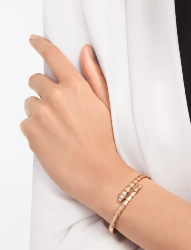 Bvlgari Or Marron Articulé Tubogas Motif Tête Serpentine Bracelet 9