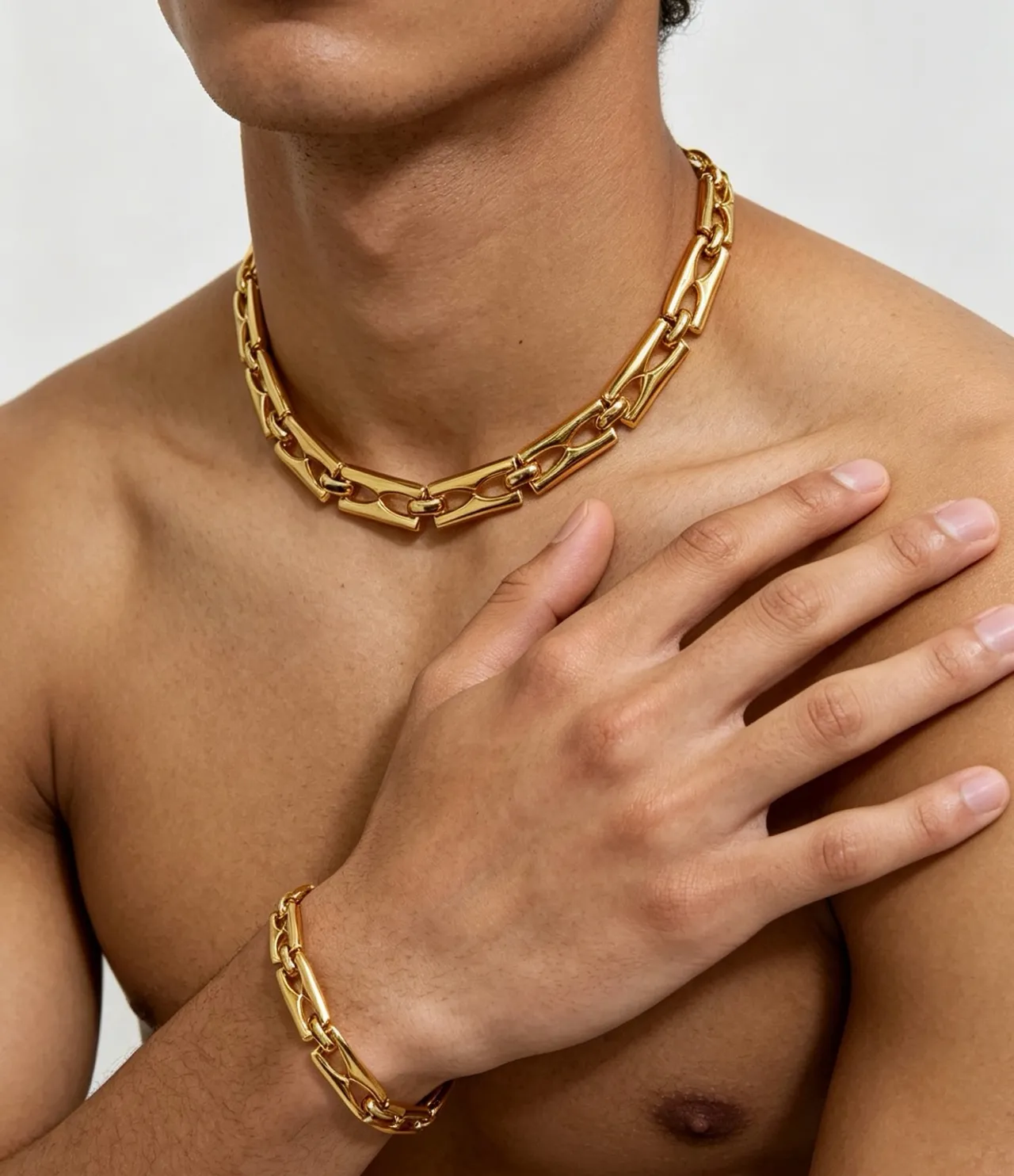 Bvlgari Gold Geometric Interlocking Link Bracelet 5