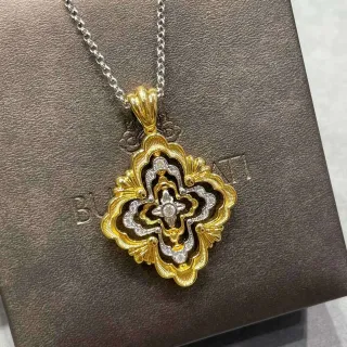 Bvlgari Ornate Floral Quatrefoil Pendant Necklace