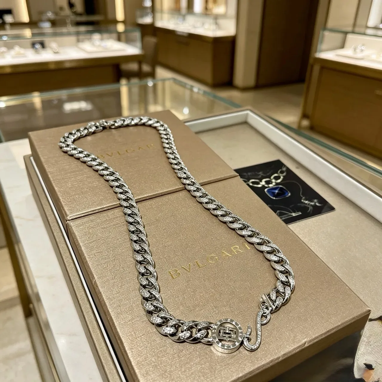 Bvlgari Pavé-Set Curb-Link Chain Necklace 7