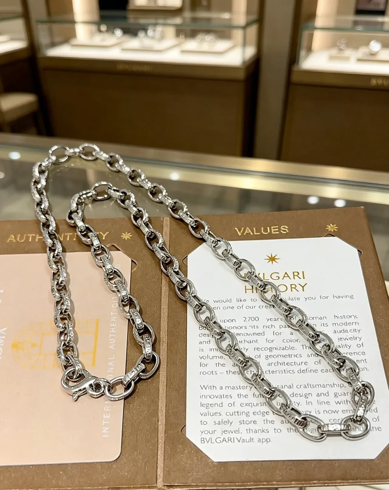 Bvlgari Pavé-Set উত্কীর্ণ লিংক চেইন নেকলেস 6
