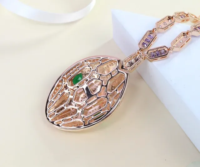 Bvlgari Collier Diamants Pavé-Set Geometric Tessellated Violet Vert 4