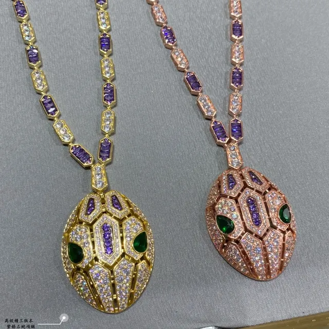 Bvlgari Serpenti Échelle Hexagonale Œil d'Émeraude Or Rose Améthyste Collier de Diamants 3