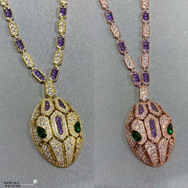 Bvlgari Serpenti Échelle Hexagonale Œil d'Émeraude Or Rose Améthyste Collier de Diamants 4