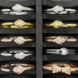Bvlgari Serpenti Snake-Head Pavé Diamond and Gemstone Bracelets