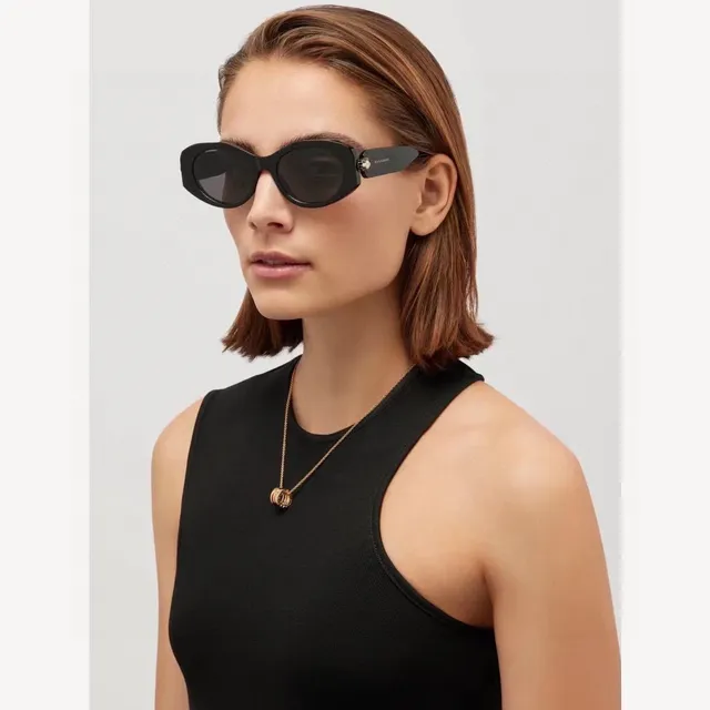 Bvlgari Serpenti Lunettes de Soleil Ovales en Acétate Blanc 3