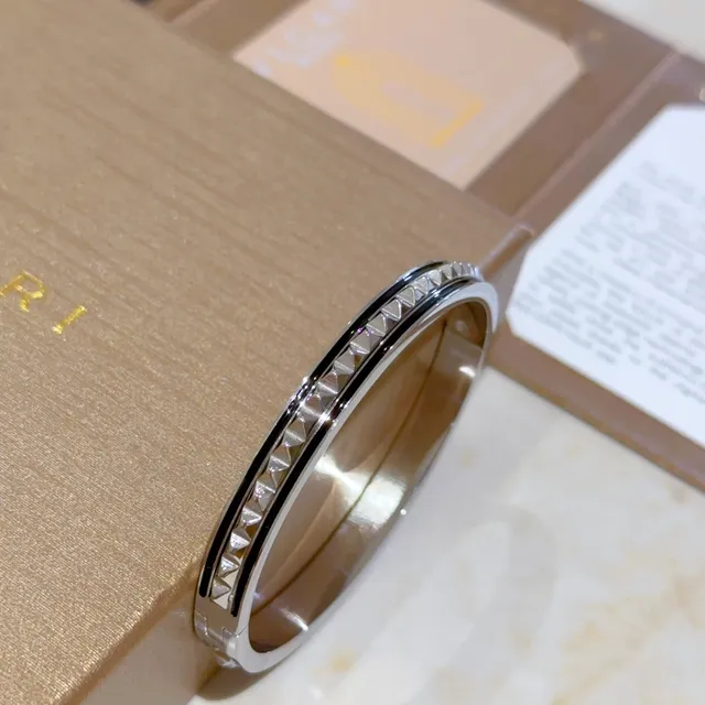Bvlgari Silver White Hinged Bangle Pavé-Set Stones Bracelet 4