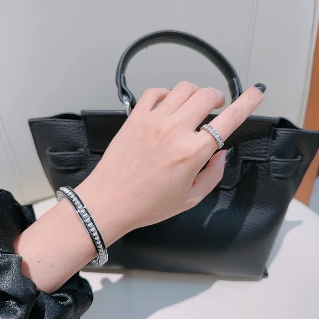 Bvlgari Silver White Hinged Bangle Pavé-Set Stones Bracelet 5