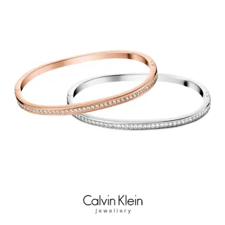 Calvin Klein Gold Silver Thin Hinged Bangle Pavé Crystal Edge Bracelet