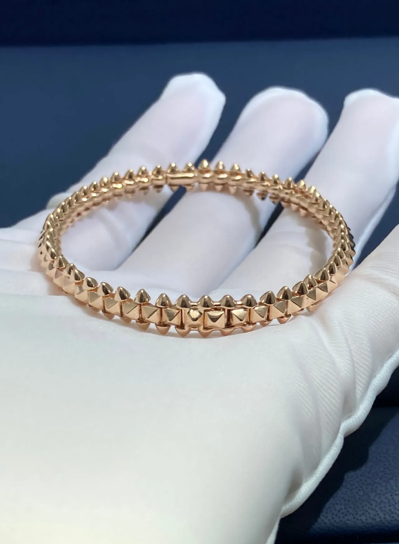 Cartier Or Double Rang Pyramide Clous Polished Rose Bracelet 2