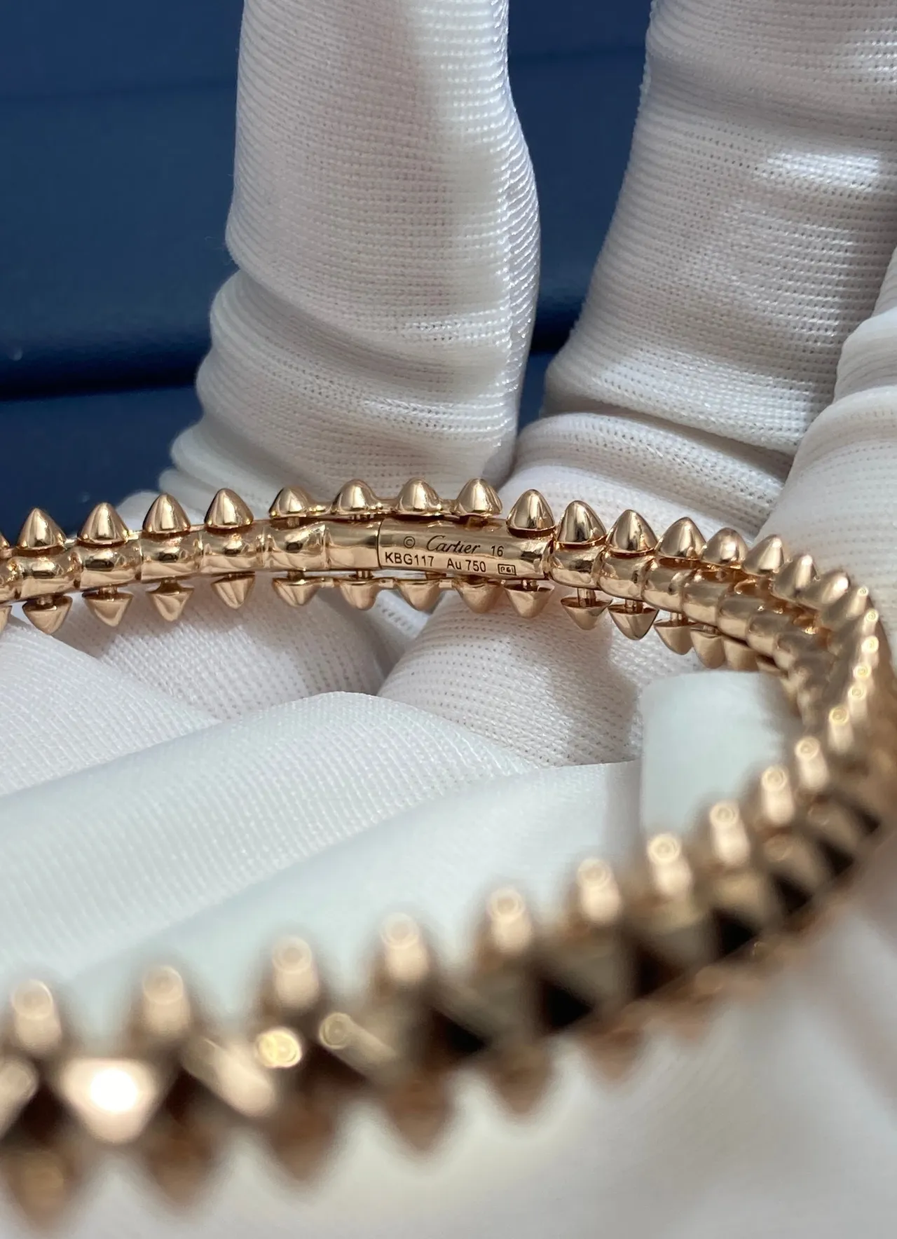 Cartier Or Double Rang Pyramide Clous Polished Rose Bracelet 3
