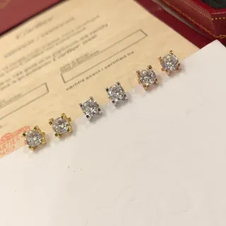 Cartier Gold Transparent Solitaire Stud Four-Prong Setting Earrings