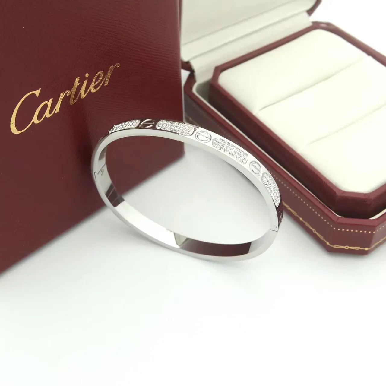 Cartier Juste un Clou bracelet en or ou argent à charnière Pavé-Set de cristaux 3