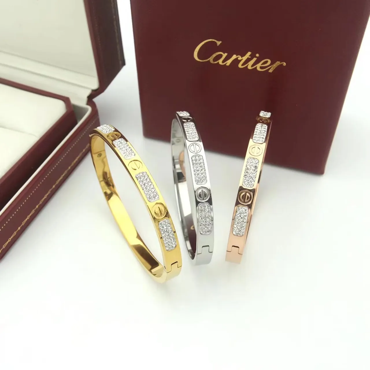 Cartier Juste un Clou bracelet en or ou argent à charnière Pavé-Set de cristaux 5