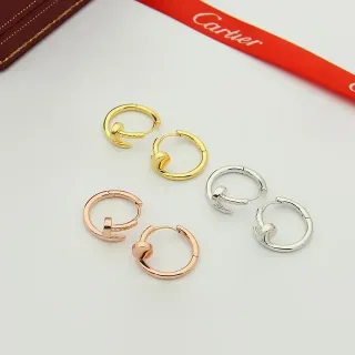 Cartier Juste un Clou Gold Silver Hinged Hoop Nail-Head Motif Earrings
