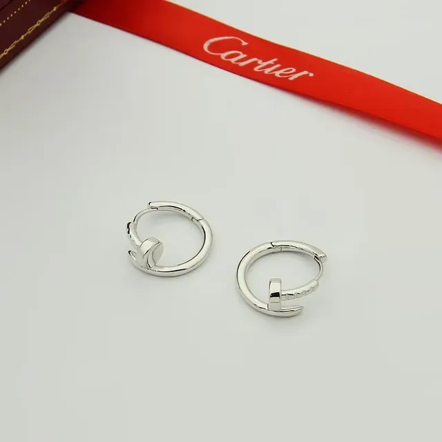Cartier Juste un Clou ذهبي فضي حلقة مفصلية نقشة رأس المسمار أقراط 3