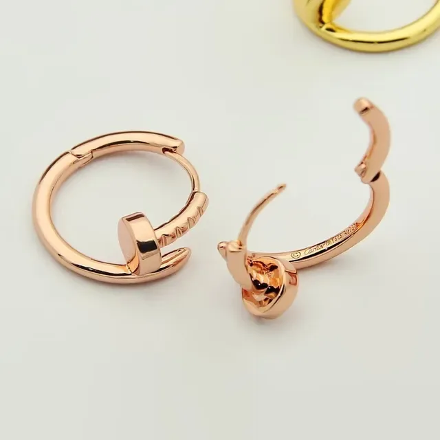 Cartier Juste un Clou ذهبي فضي حلقة مفصلية نقشة رأس المسمار أقراط 4