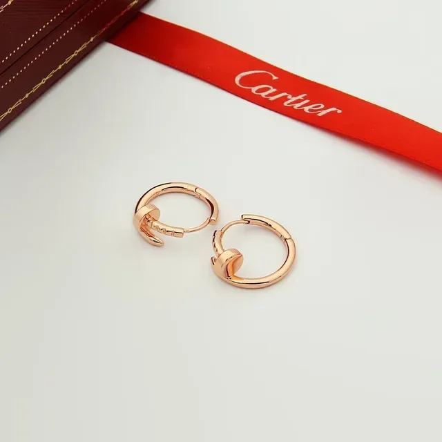 Cartier Juste un Clou ذهبي فضي حلقة مفصلية نقشة رأس المسمار أقراط 5