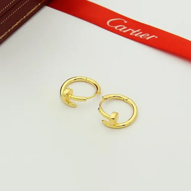Cartier Juste un Clou ذهبي فضي حلقة مفصلية نقشة رأس المسمار أقراط 6