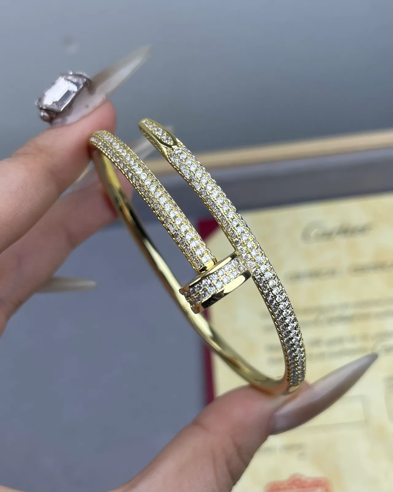 Cartier Juste un Clou Pavé ذهب ثنائي اللون سوارات مفتوحة 2