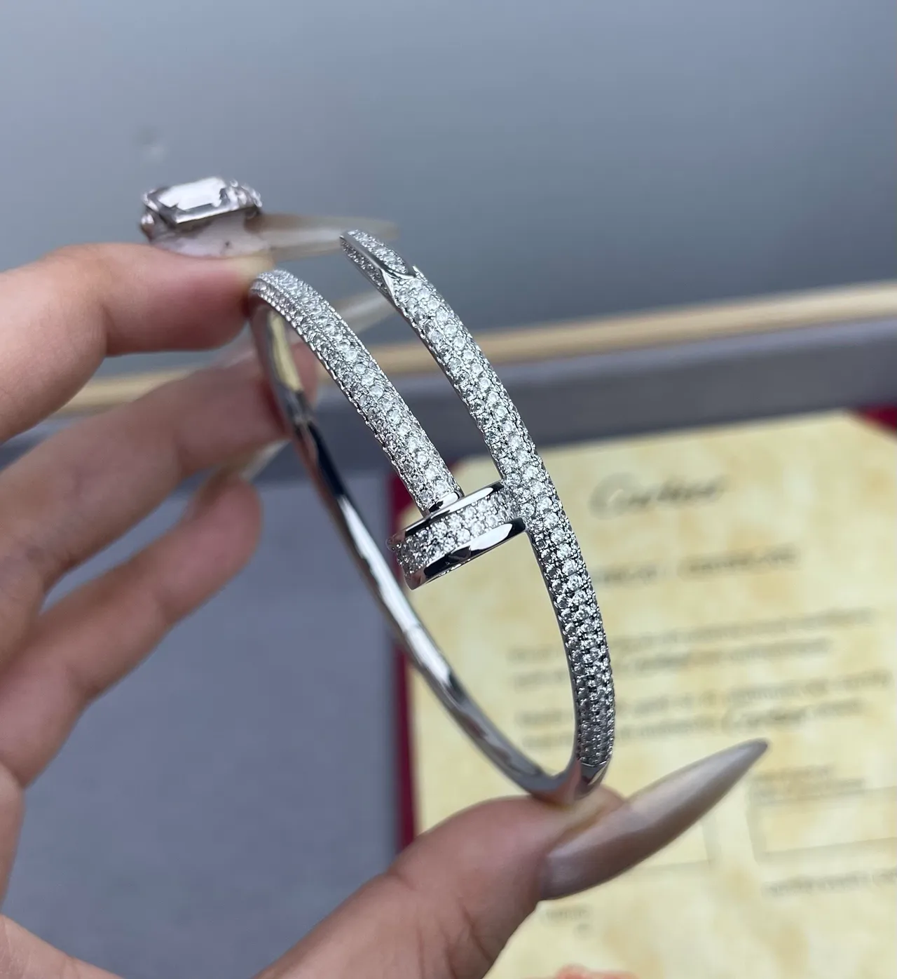 Cartier Juste un Clou Pavé ذهب ثنائي اللون سوارات مفتوحة 3