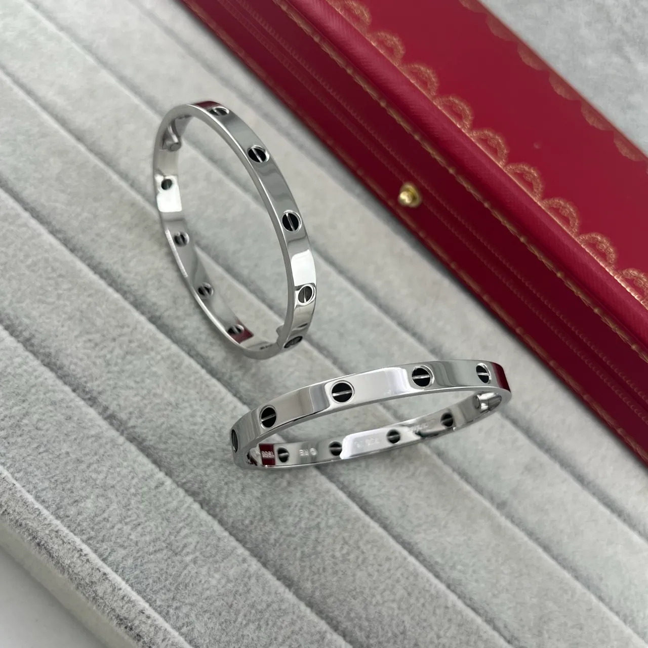 Cartier Juste un Clou فضي أسود نقشة المسمار متكامل حلقة سوار 4