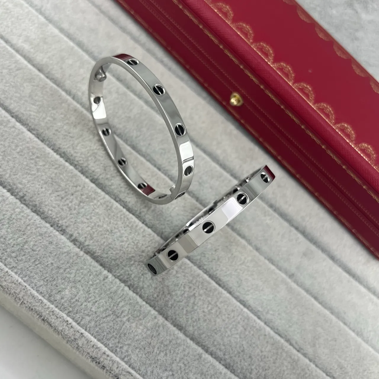 Cartier Juste un Clou فضي أسود نقشة المسمار متكامل حلقة سوار 6
