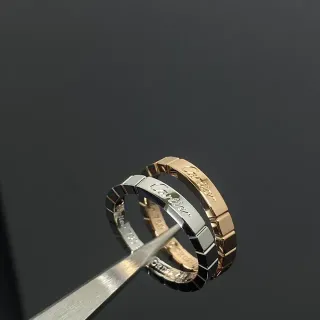 Cartier Juste un Clou Silver Gold Segmented Geometric Band Black Enamel Inlay Ring