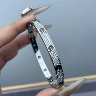Cartier Love Bracelet Pavé Diamonds Screw Motif White Metal Bracelet