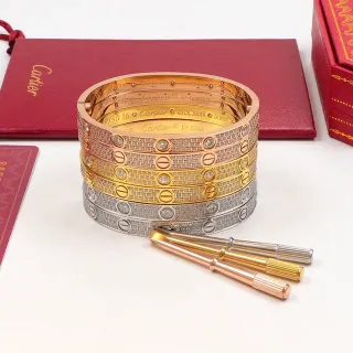 Cartier Love Bracelet brazaletes de tres tonos Pavé con motivo de tornillo