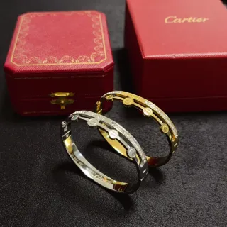 Cartier Love Brazalete de banda doble en oro y plata con motivo de tornillo
