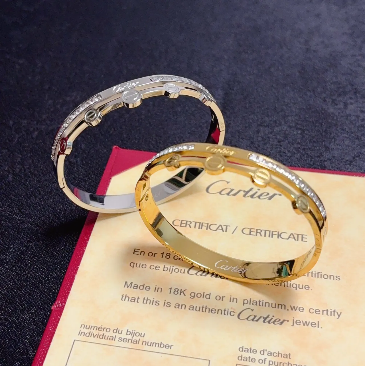 Cartier Love Bracelet en or et argent à double bande motif vis 4