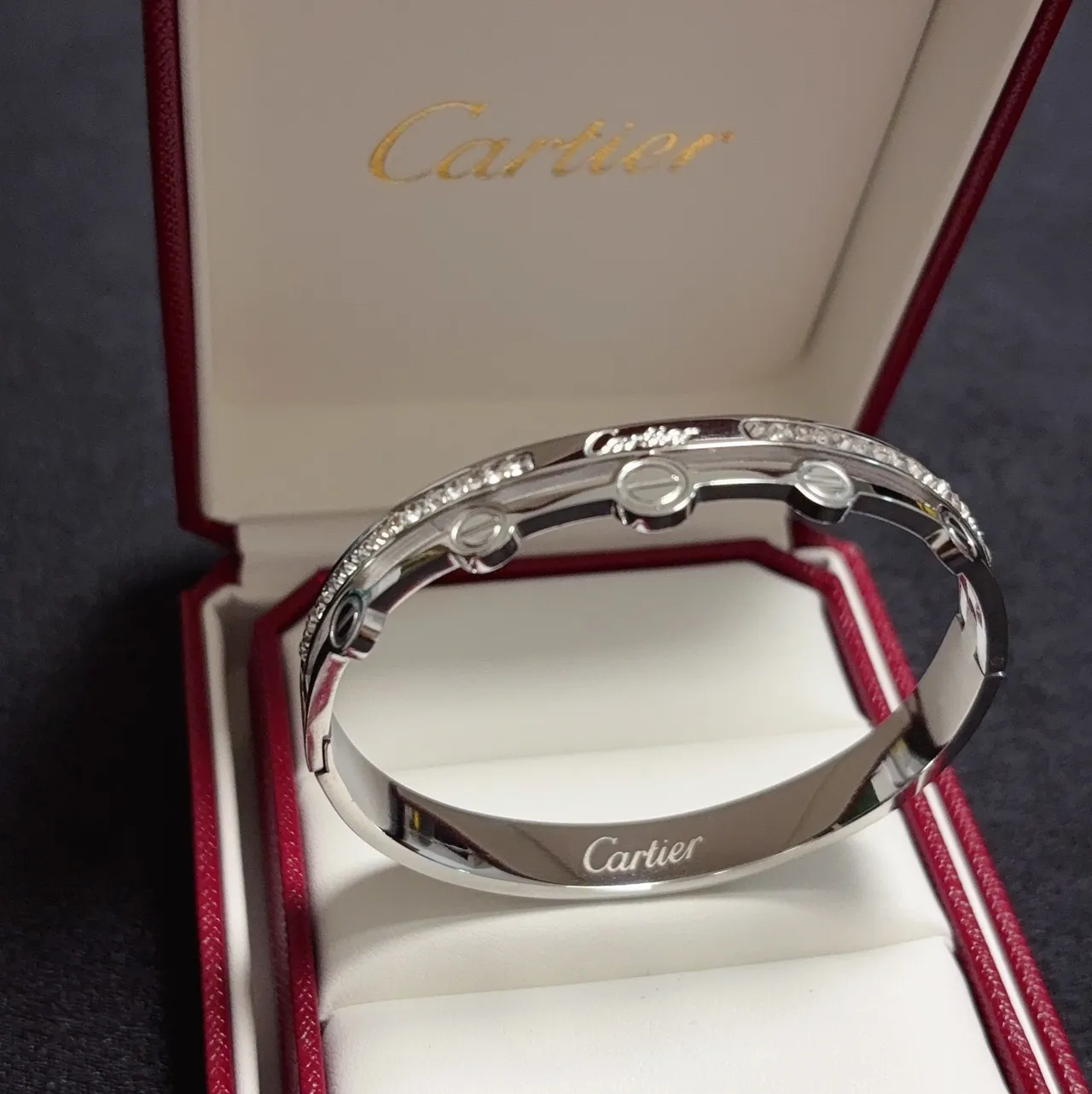Cartier Love Bracelet en or et argent à double bande motif vis 6