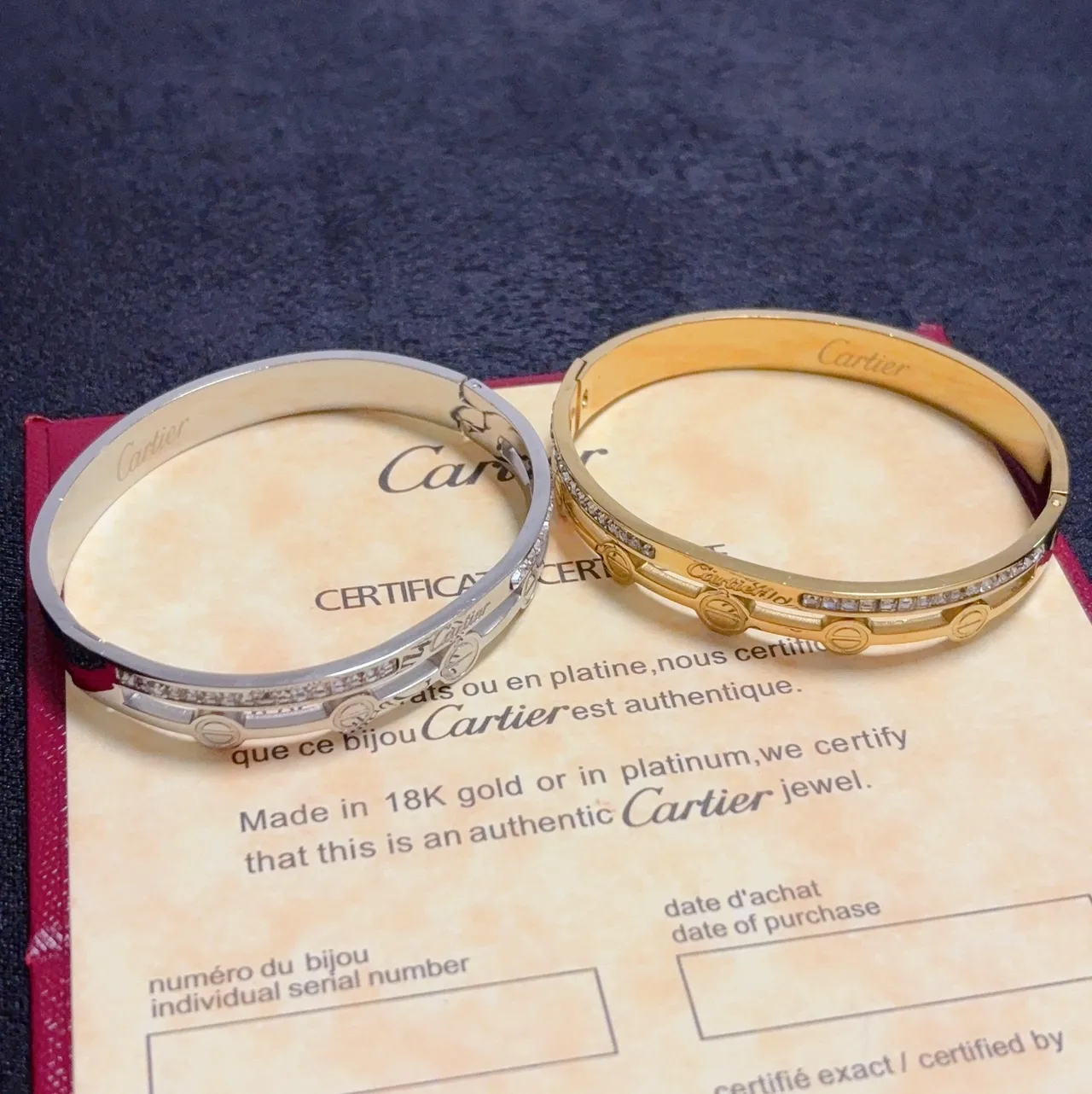 Cartier Love Bracelet en or et argent à double bande motif vis 7