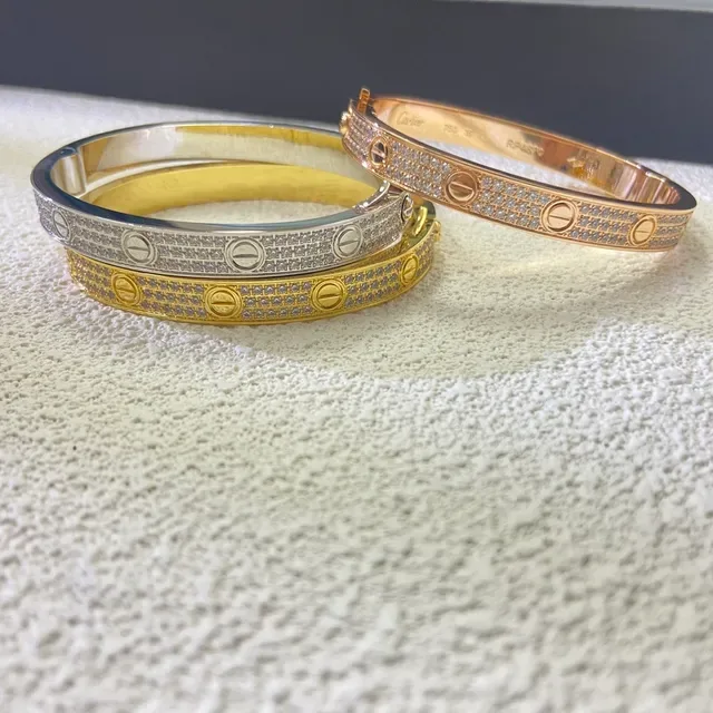 Bracelet Cartier Love Or et Argent à Bisagres Pavé 3