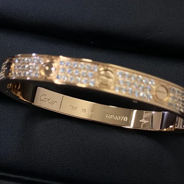Bracelet Cartier Love Or et Argent à Bisagres Pavé 4